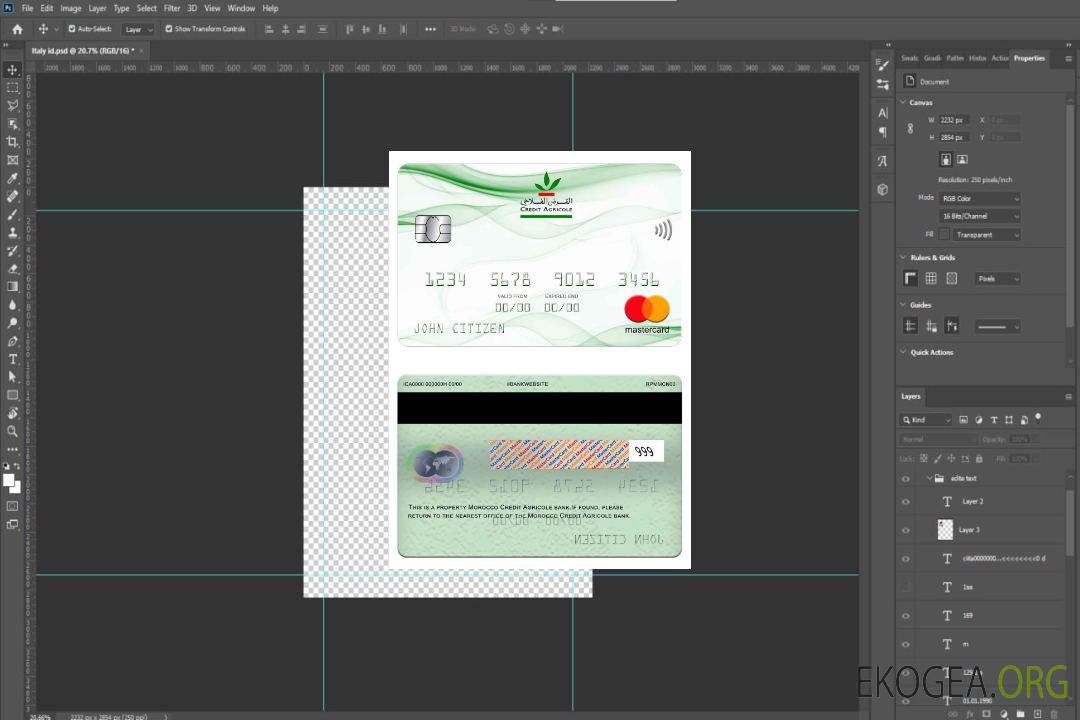Carte Mastercard de la banque Crédit Agricole Maroc template Carte Mastercard de la banque Crédit Agricole Maroc template